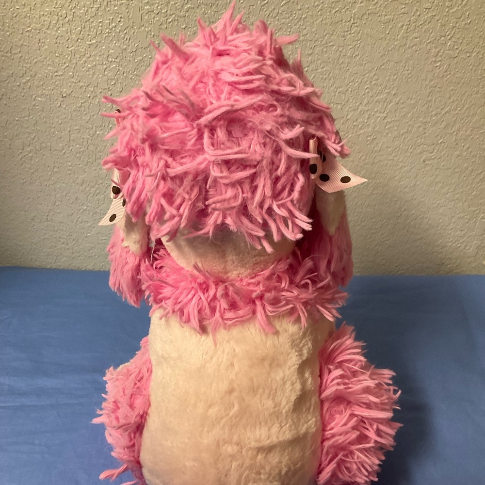 Restored HugFun Pink Plush Poodle with Polka Dot Bows on ears Stuffed animals - Picture 4 of 8
